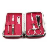 Aço inoxidável cortador de unhas manicure 5pcs kit-rosa