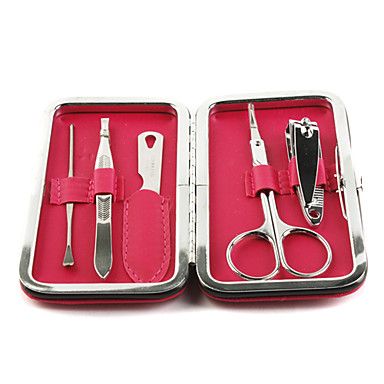 Aço inoxidável cortador de unhas manicure 5pcs kit-rosa
